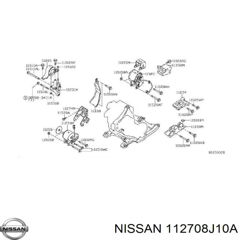 Compre 112708J10A Nissan/Infiniti Coxim (suporte) dianteiro de motor