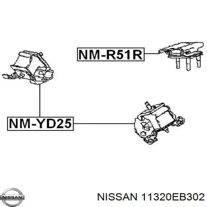 Compre 11320EB302 Nissan/Infiniti Coxim de transmissão (suporte da caixa de mudança)