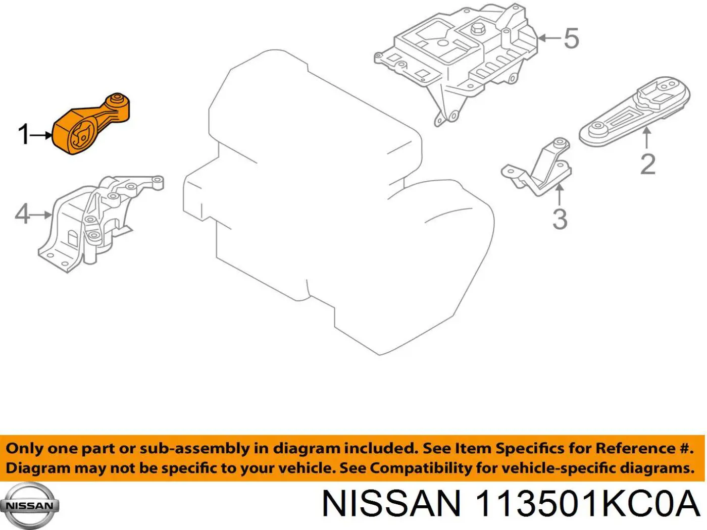 113501KC0A Nissan/Infiniti Coxim (suporte) direito traseiro de motor