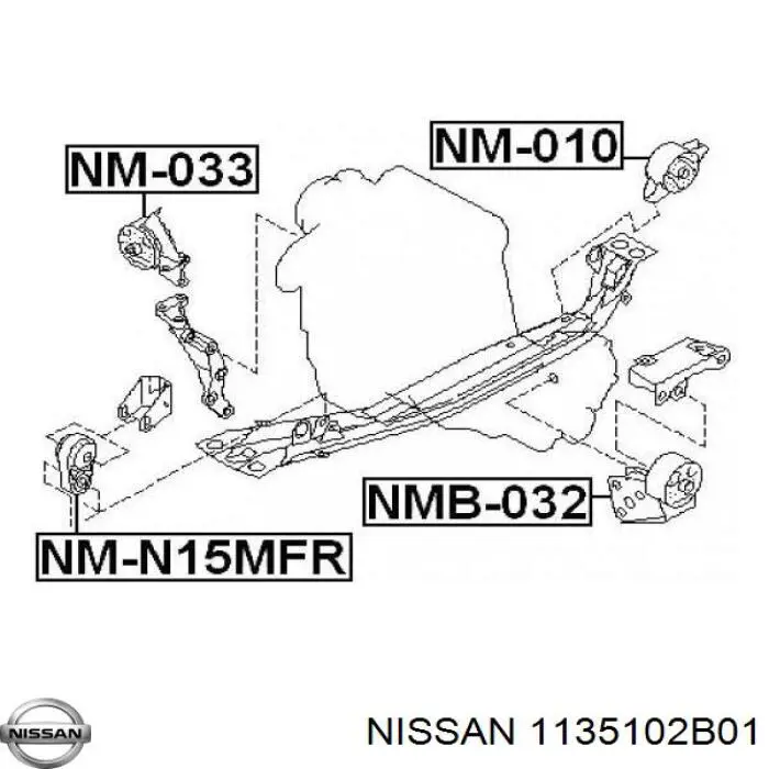1135102B01 Nissan/Infiniti Coxim (suporte) dianteiro de motor