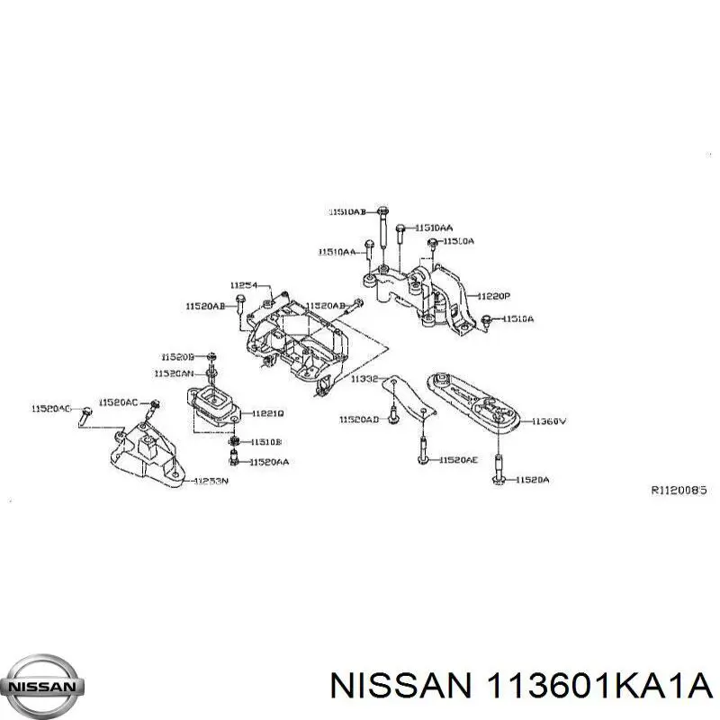 Compre 113601KA1A Nissan/Infiniti Coxim (suporte) traseiro de motor