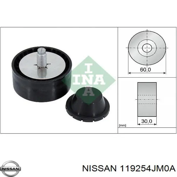Rolo parasita da correia de transmissão Nissan/Infiniti 119254JM0A preço, a partir de 22,22 USD