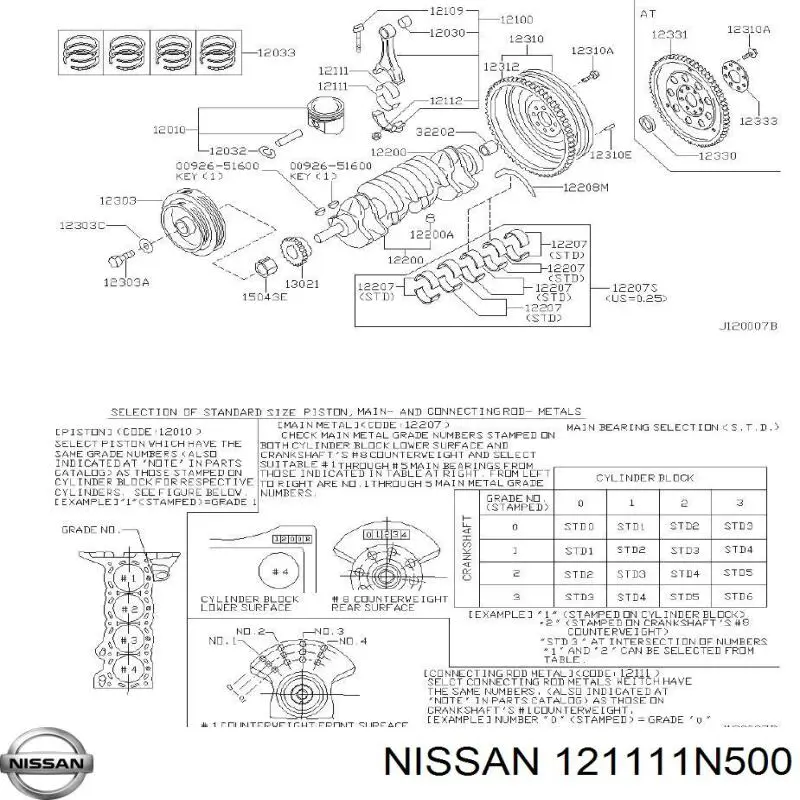 Compre 1211160J00 Nissan/Infiniti Folhas inseridas de cambota de biela, kit, padrão (STD)