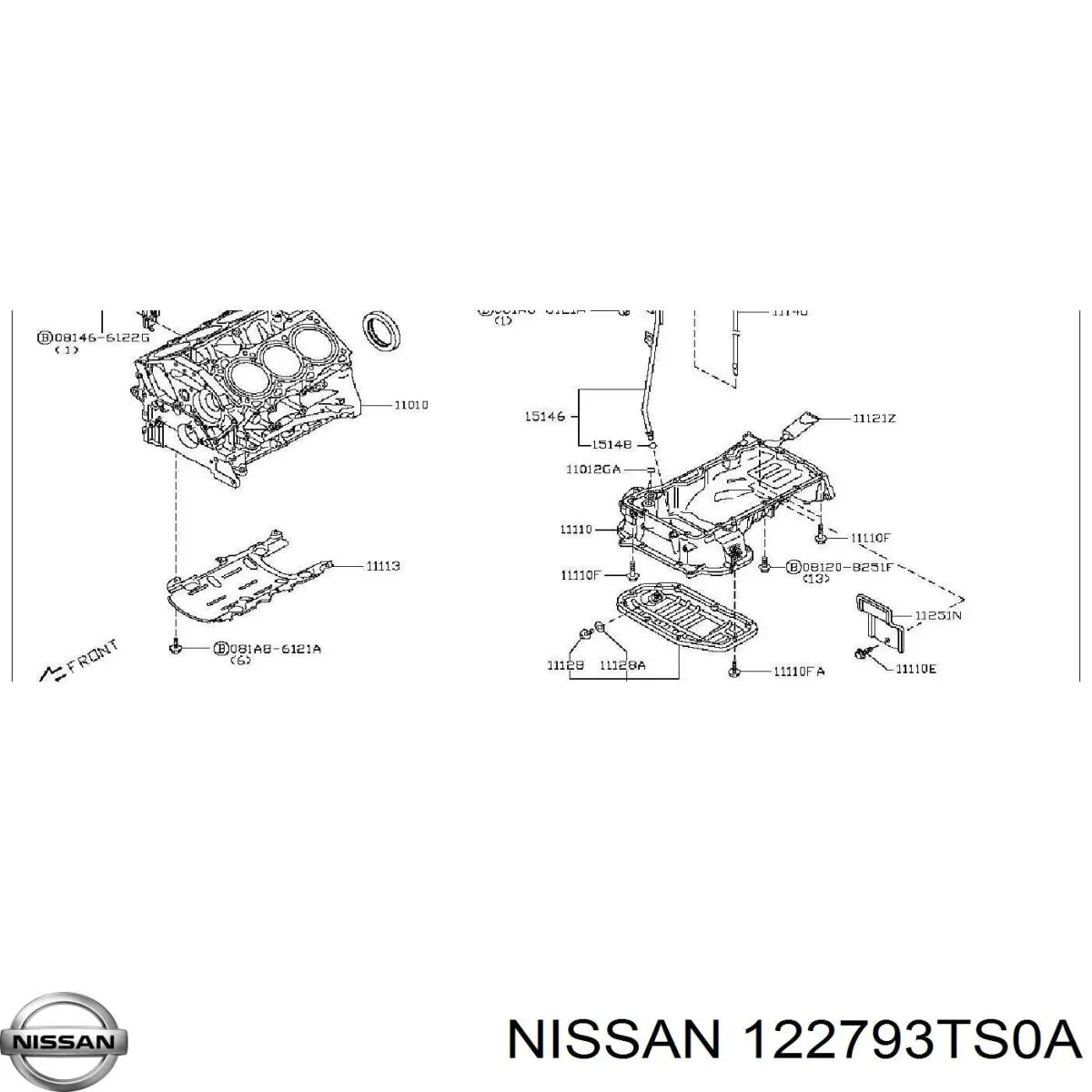 122793TS0A Nissan/Infiniti Vedação traseira de cambota de motor