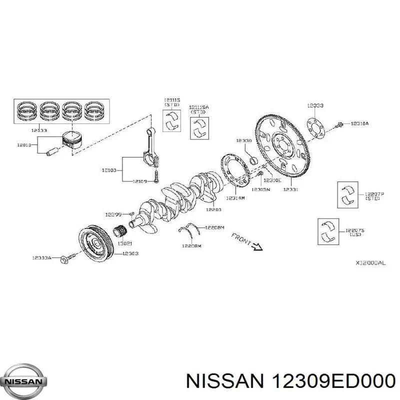 12309ED000 Nissan/Infiniti Parafuso da polia de cambota