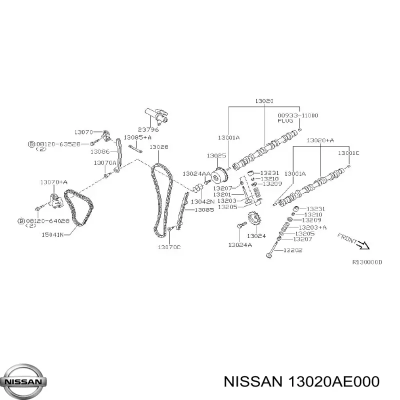Árvore distribuidora de motor de admissão Nissan Primera  P12