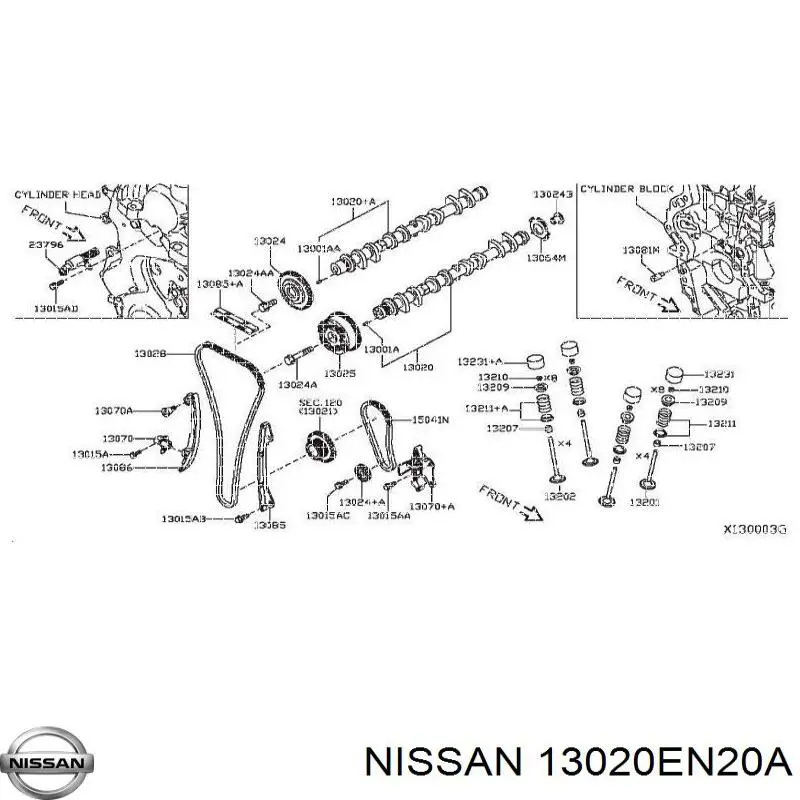 13020EN20A Nissan/Infiniti Árvore distribuidora de motor de admissão