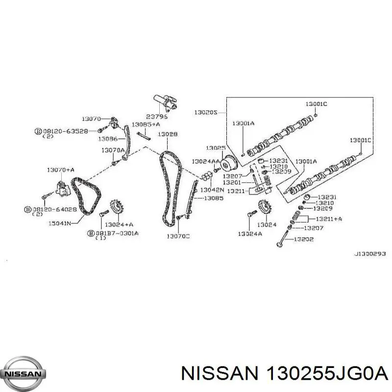 130255JG0A Nissan/Infiniti Engrenagem de cadeia de roda dentada da árvore distribuidora de admissão de motor