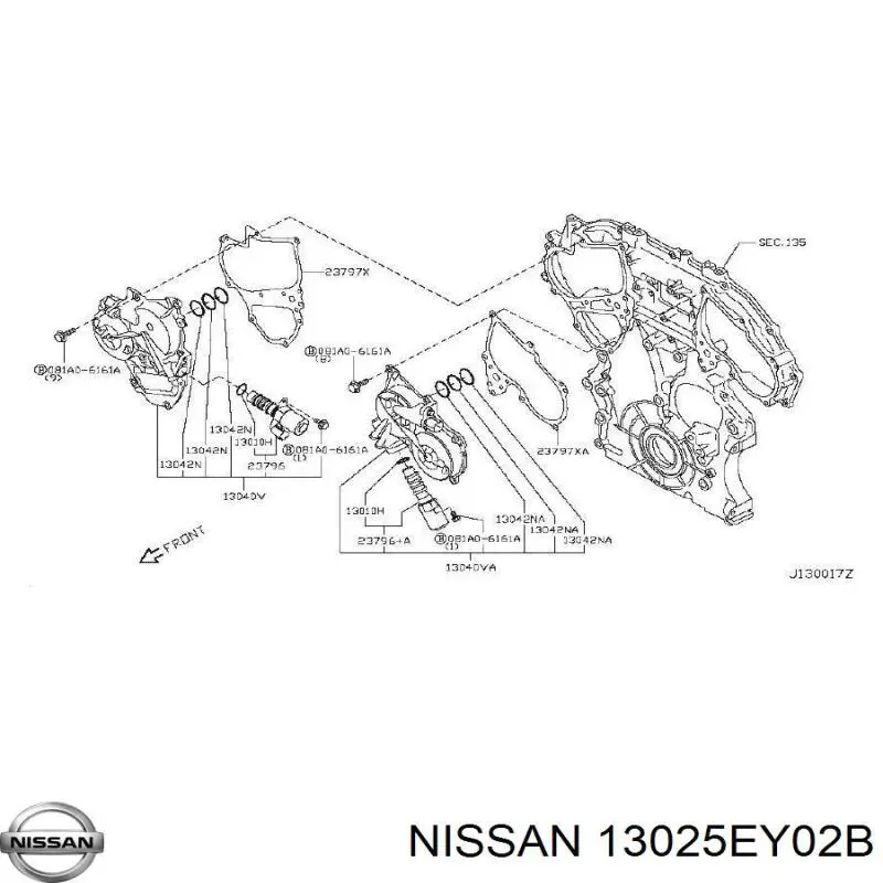13025EY02B Nissan/Infiniti Engrenagem de cadeia de roda dentada da árvore distribuidora esquerda de admissão de motor