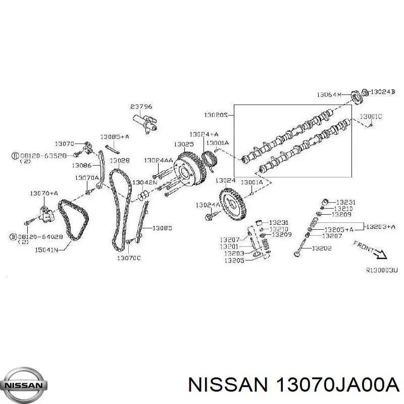 Reguladora de tensão da cadeia do mecanismo de distribuição de gás 13070JA00A Nissan/Infiniti