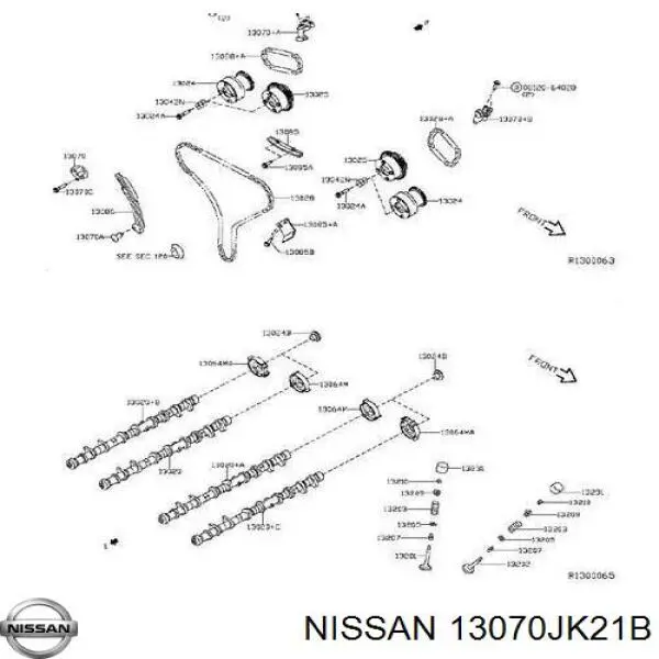 13070JK21B Nissan/Infiniti Reguladora de tensão direita da cadeia do mecanismo de distribuição de gás da árvore de cames