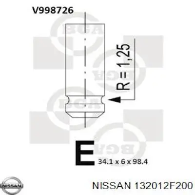Válvula de admissão Nissan/Infiniti 132012F200 preço, a partir de 19,17 USD