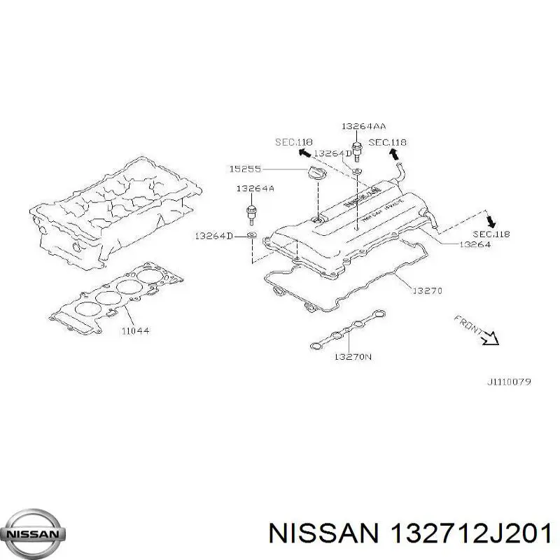 132712J201 Nissan/Infiniti Vedante anular da cavidade de vela
