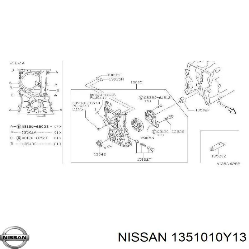 Vedação dianteira de cambota de motor Nissan/Infiniti 1351010Y13 preço, a partir de 6,23 USD