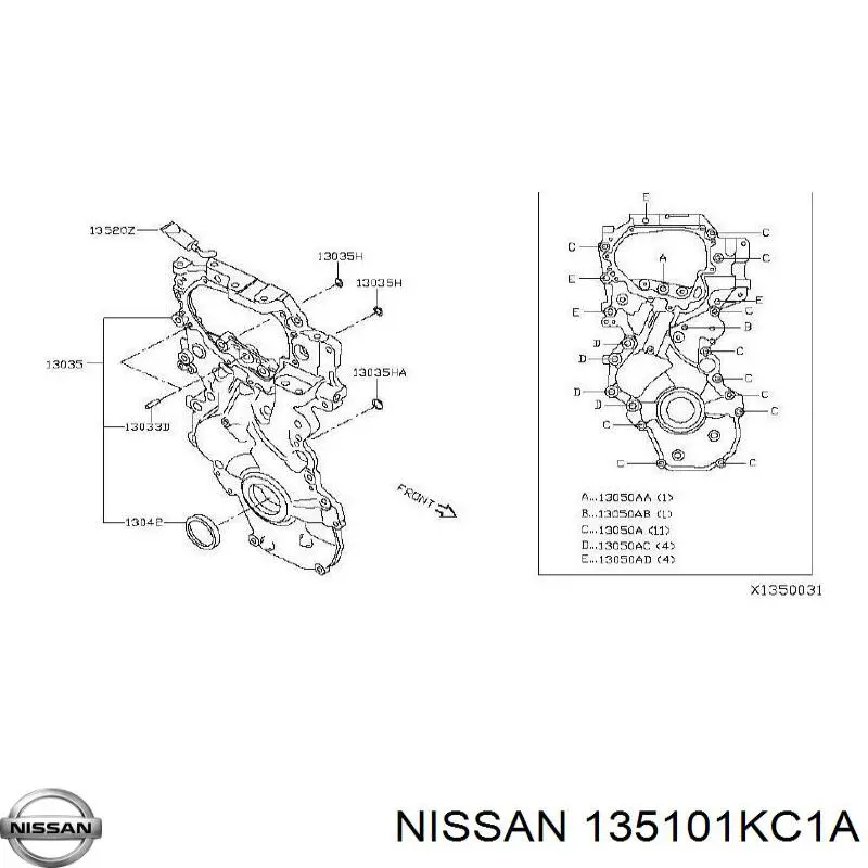 Vedação dianteira de cambota de motor BHH956A0 NOK