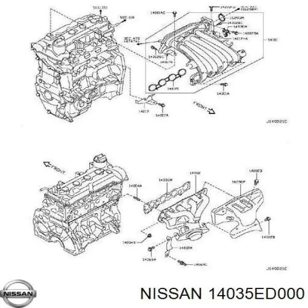 14035ED000 Nissan/Infiniti Vedante de tubo coletor de admissão