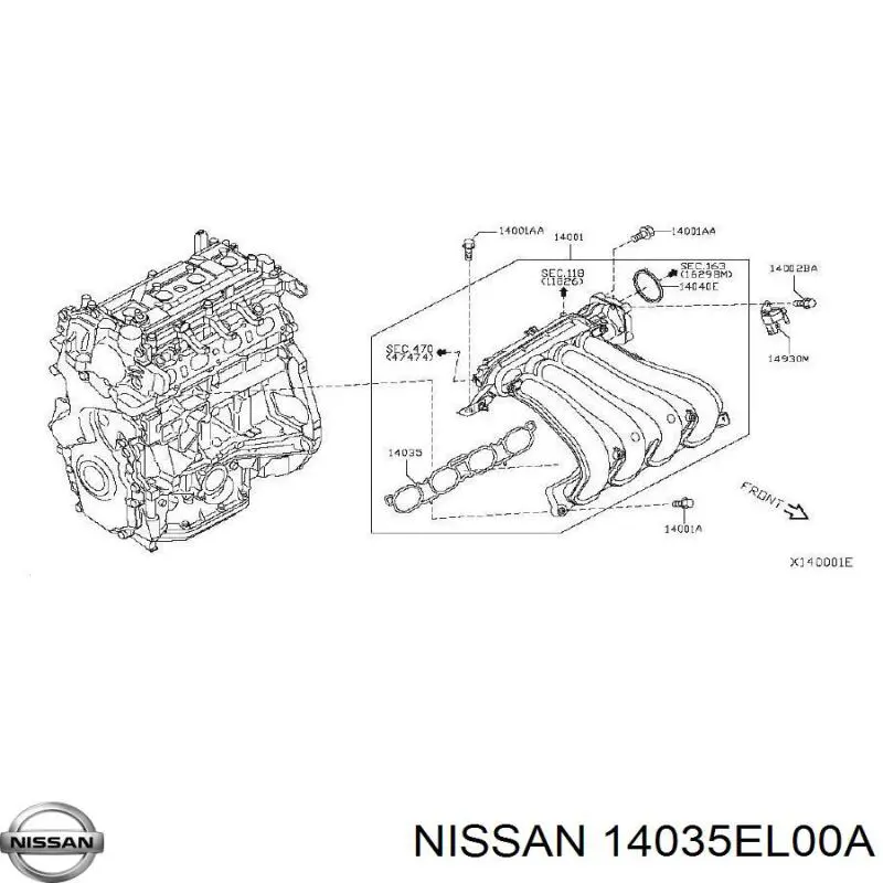 Vedante de tubo coletor de admissão Nissan/Infiniti 14035EL00A preço, a partir de 11,05 USD