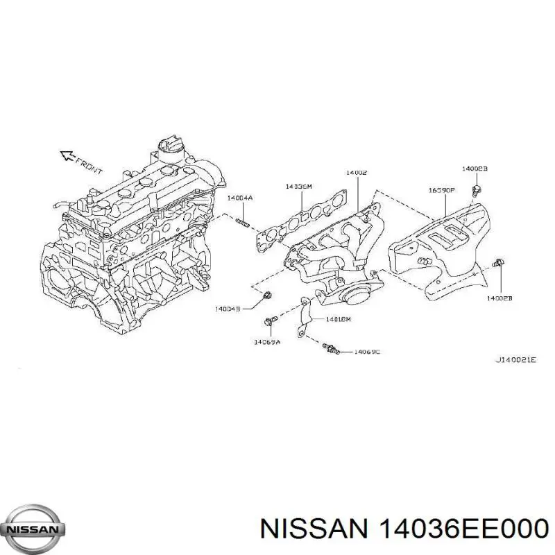 14036EE000 Nissan/Infiniti Vedante de tubo coletor de escape