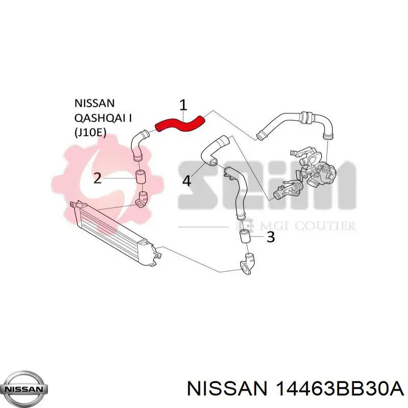 14463BB30A Nissan/Infiniti Mangueira (cano derivado) de intercooler