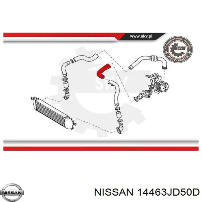 Mangueira (cano derivado) de intercooler Nissan/Infiniti 14463JD50D preço, a partir de 31,88 USD