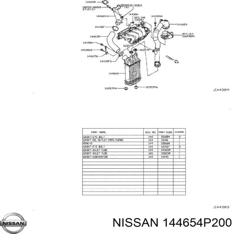 Vedante de turbina de ar comprimido, admissão Nissan/Infiniti 144654P200 preço, a partir de 6,09 USD