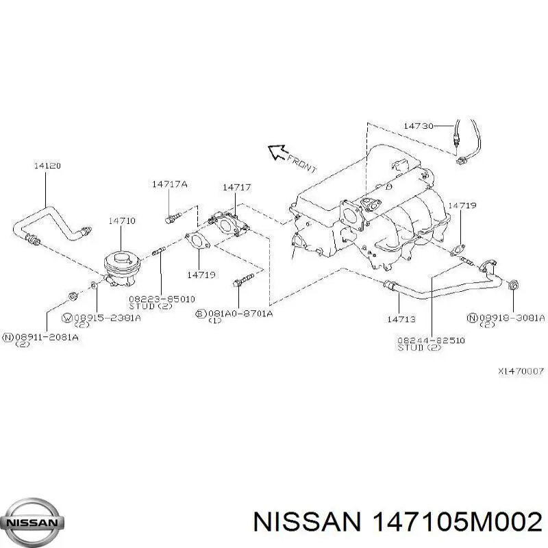 Válvula EGR de recirculação dos gases Nissan/Infiniti 147105M002 preço, a partir de 73,21 USD