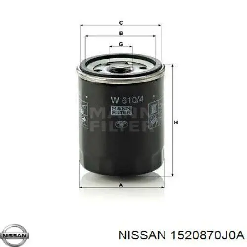 Filtro de óleo Nissan/Infiniti 1520870J0A preço, a partir de 7,41 USD