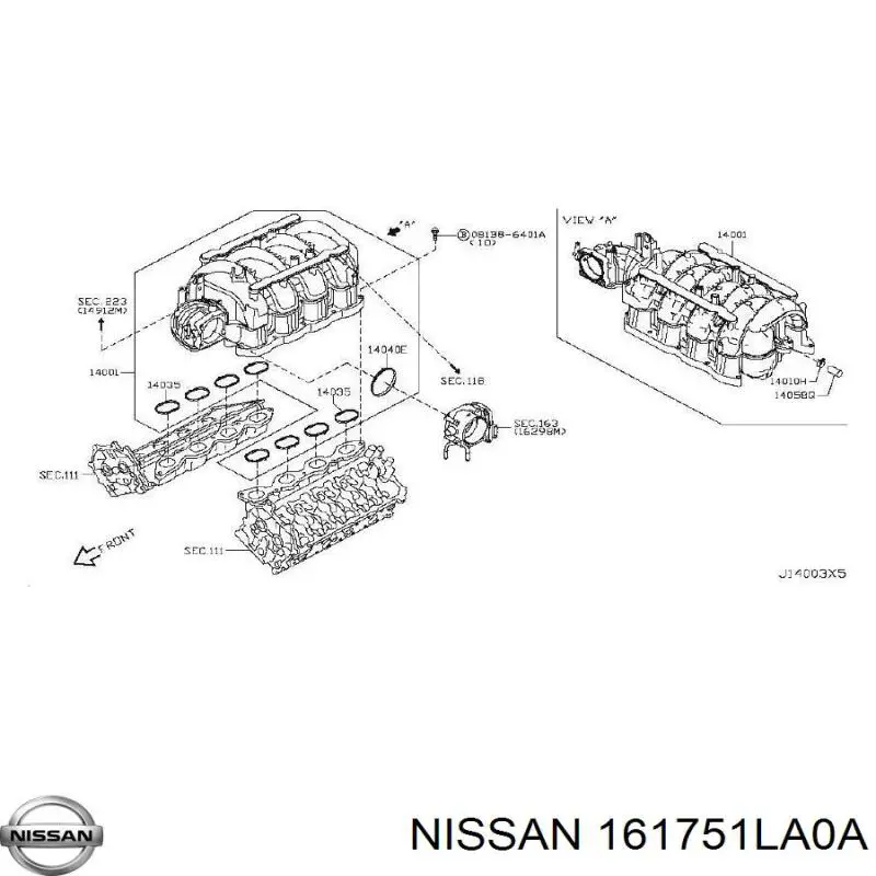 Vedante da válvula de borboleta 161751LA0A Nissan/Infiniti