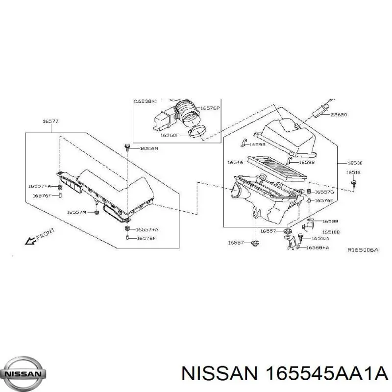 165545AA1A Nissan/Infiniti Tomada de ar de filtro de ar