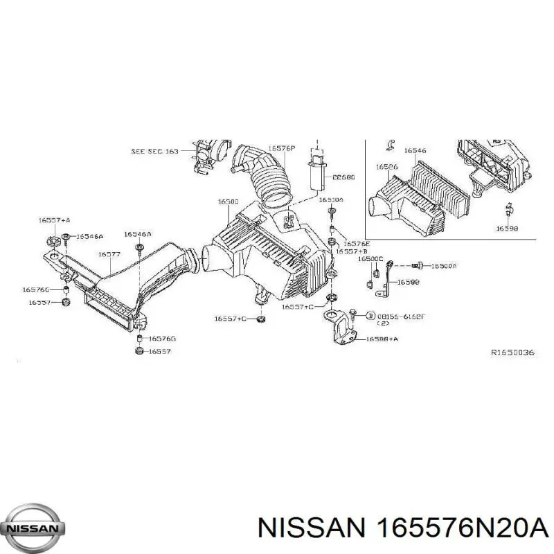165576N200 Renault (RVI) Coxim de caixa de filtro de ar