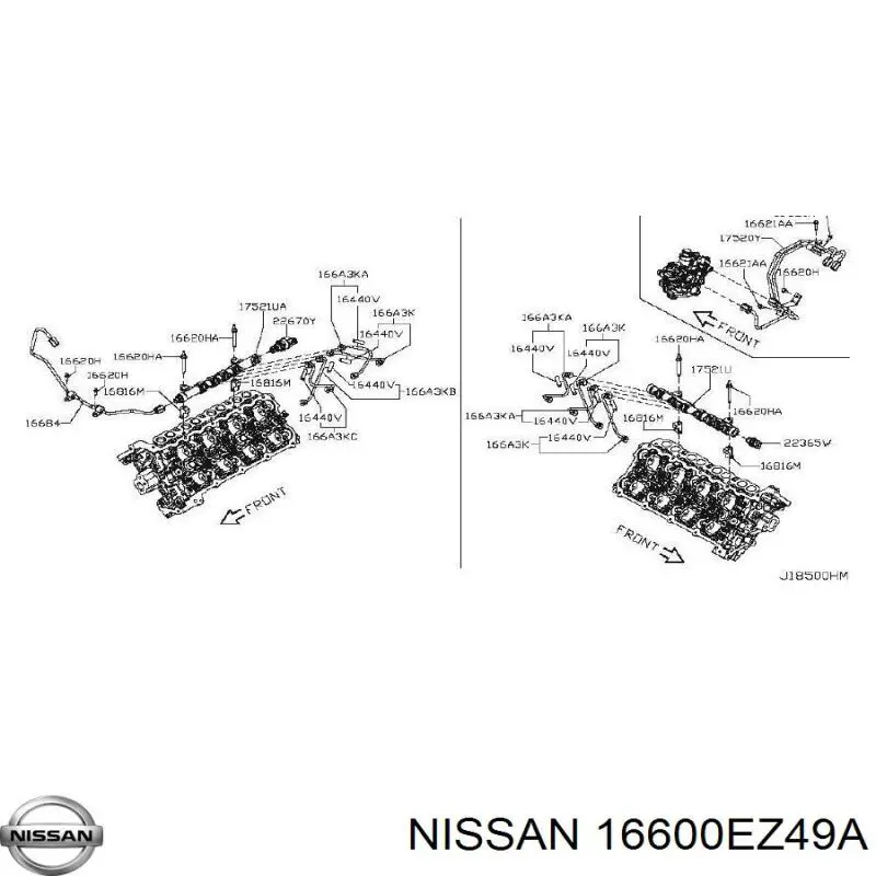 16600EZ49A Nissan/Infiniti Injetor de injeção de combustível