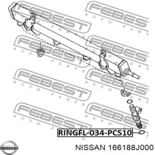 166188J000 Nissan/Infiniti Anel (arruela) do injetor de ajuste