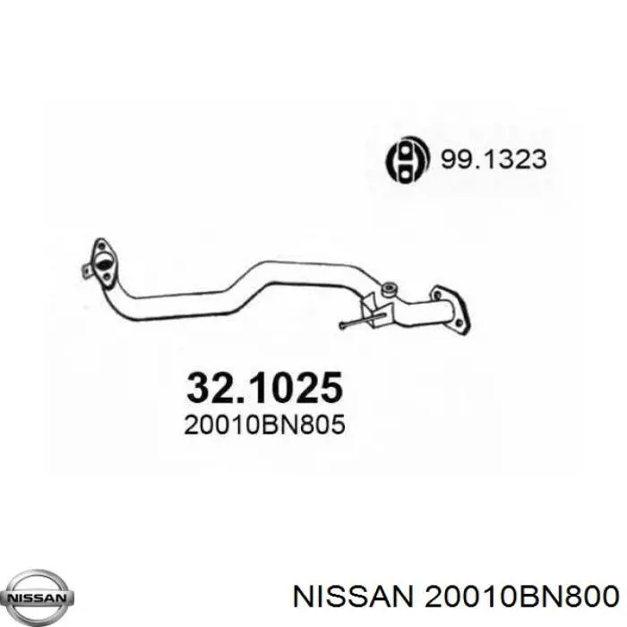 Compre 20010BN805 Nissan/Infiniti Silenciador, parte dianteira