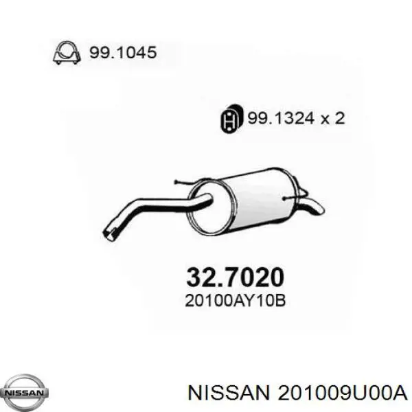Silenciador, parte traseira Nissan/Infiniti 201009U00A preço, a partir de 79,49 USD