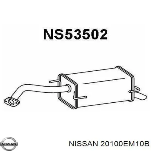20100EM10B Nissan/Infiniti Silenciador, parte traseira