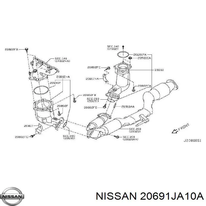 20691JA10A Nissan/Infiniti Vedante de tubo de admissão do silenciador
