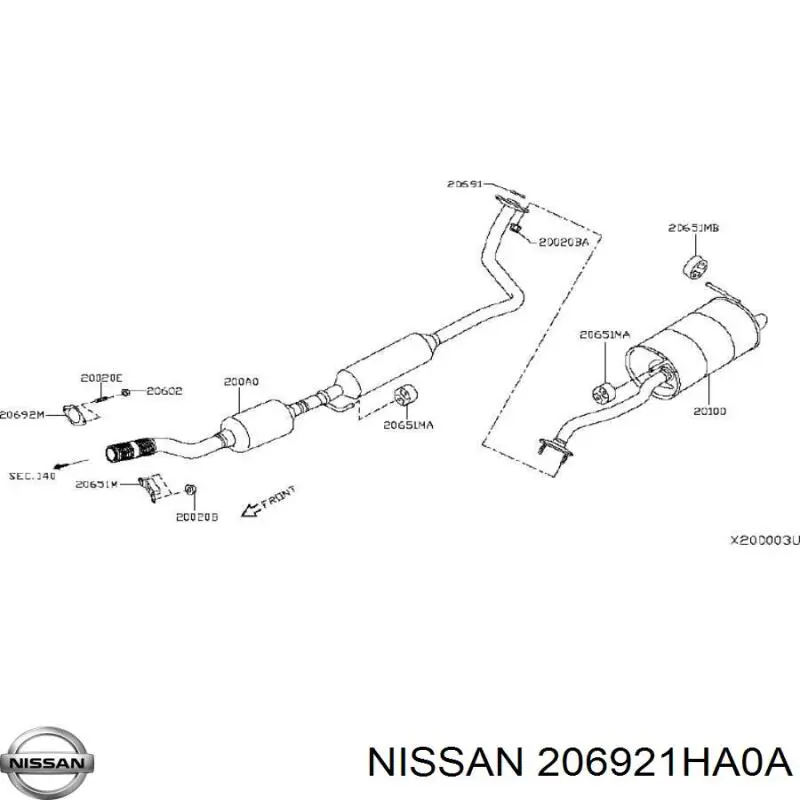 206921HA0A Nissan/Infiniti Vedante de tubo de admissão do silenciador