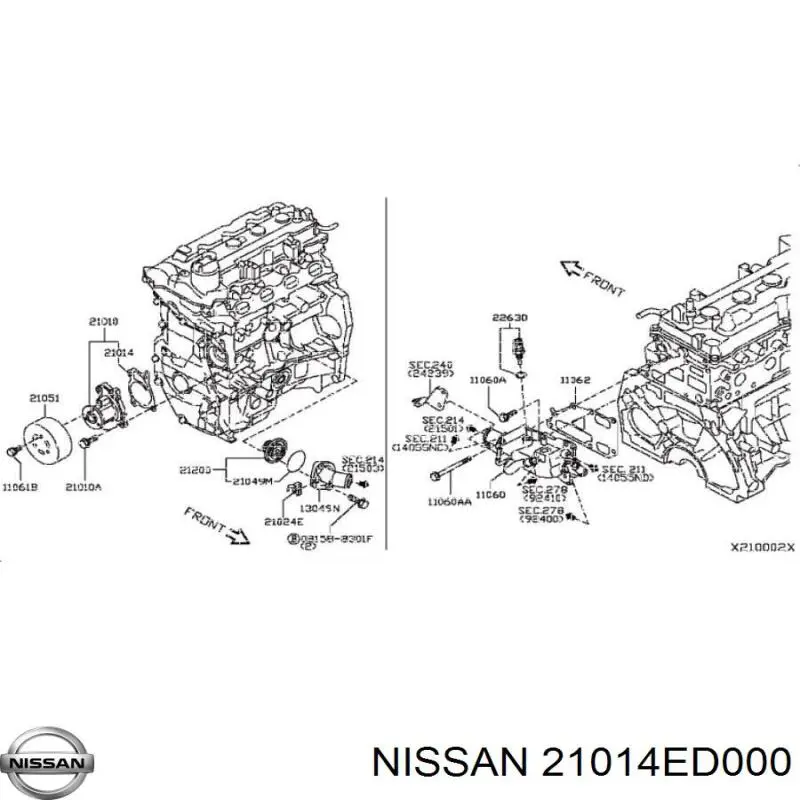 21014ED000 Nissan/Infiniti Vedante de bomba de água
