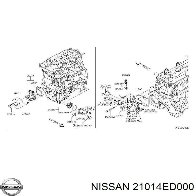 Vedante de bomba de água Nissan/Infiniti 21014ED000 preço, a partir de 6,82 USD