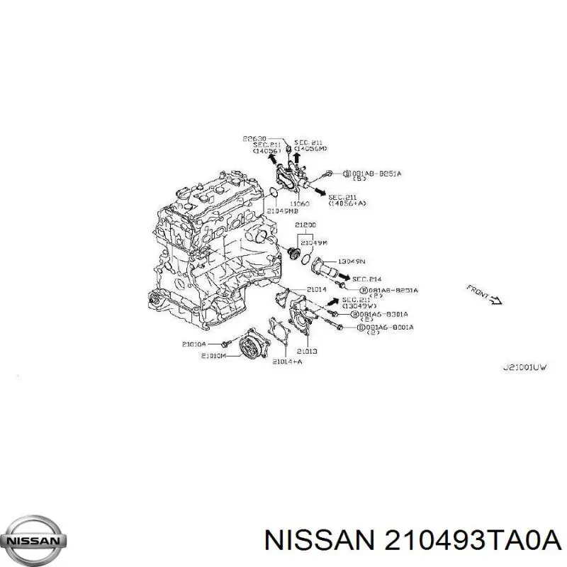 210493TA0A Nissan/Infiniti Vedação da árvore distribuidora de motor