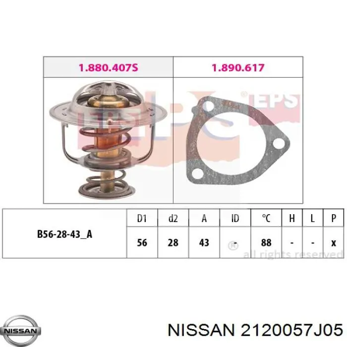 Termostato Nissan/Infiniti 2120057J05 preço, a partir de 15,57 USD