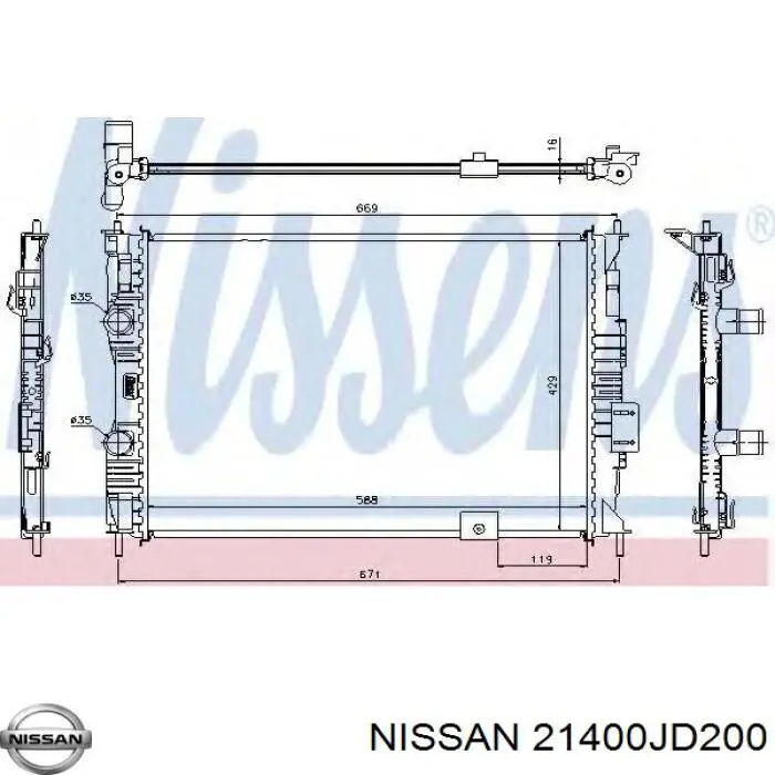 Radiador de esfriamento de motor Nissan/Infiniti 21400JD200 preço, a partir de 123,60 USD
