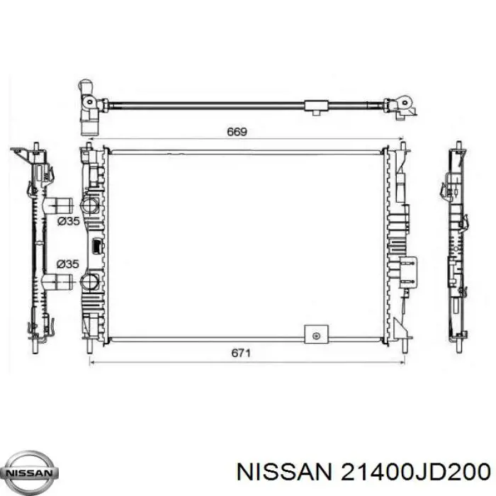 21400JD200 Nissan/Infiniti Radiador de esfriamento de motor