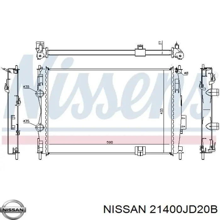 21400JD20B Nissan/Infiniti Radiador de esfriamento de motor