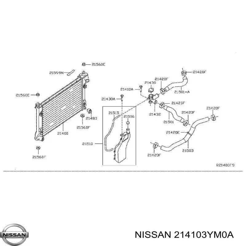 214103YM0A Nissan/Infiniti Radiador de esfriamento de motor