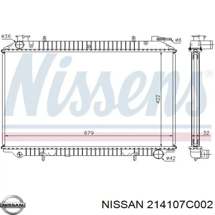214107C002 Nissan/Infiniti Radiador de esfriamento de motor