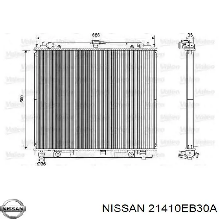 Radiador de esfriamento de motor Nissan/Infiniti 21410EB30A preço, a partir de 132,80 USD