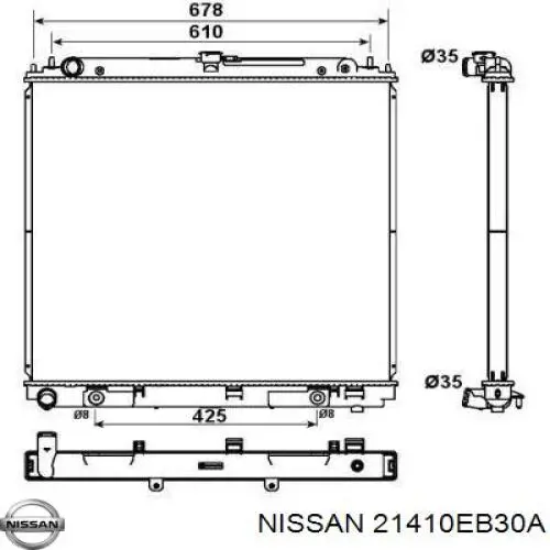 21410EB30A Nissan/Infiniti Radiador de esfriamento de motor