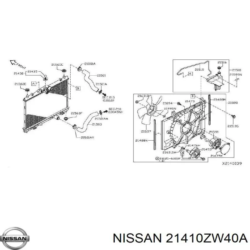 Radiador de esfriamento de motor Nissan/Infiniti 21410EL000 preço, a partir de 114,71 USD