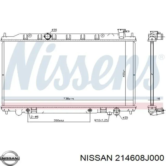 214608J000 Nissan/Infiniti Radiador de esfriamento de motor